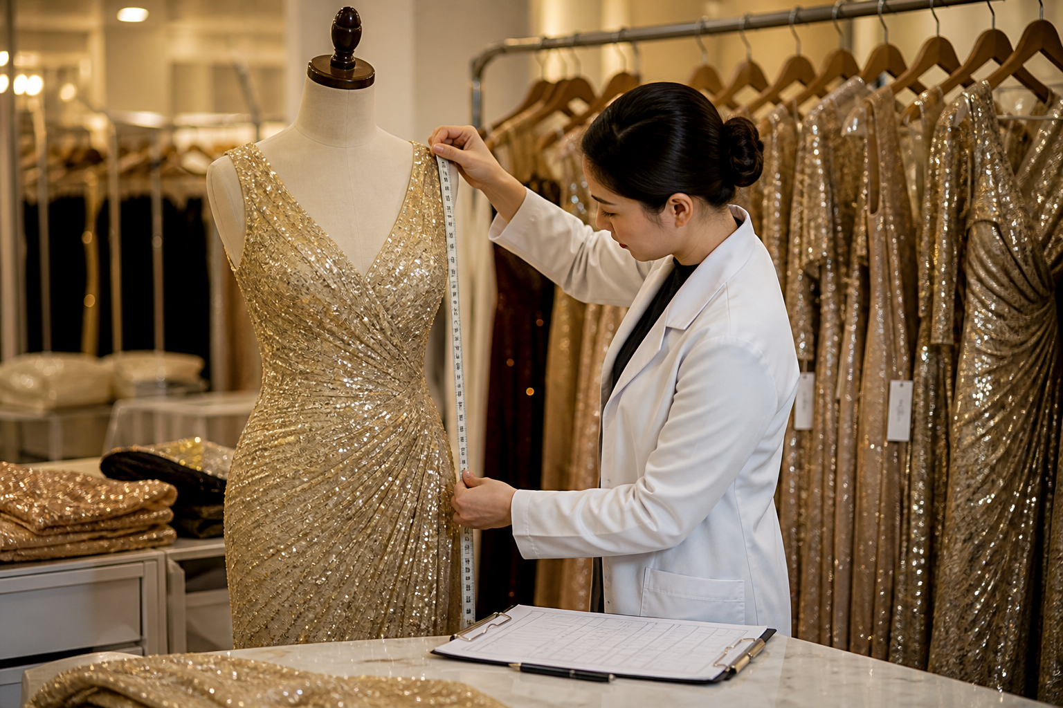 Sparyn sequin eveningwear production floor